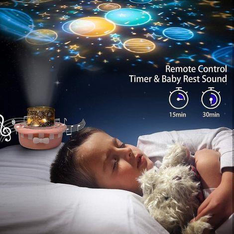 Projecteur de veilleuse étoilée avec minuterie et télécommande, veilleuse galaxie étoilée rechargeable par USB