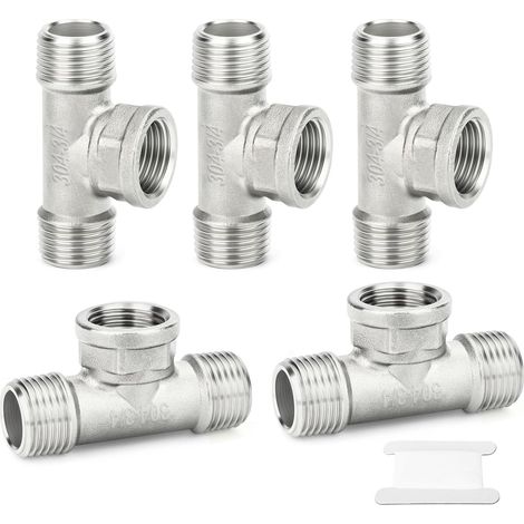 1 pièces Raccords de tuyauterie en acier inoxydable à 5 voies, 1" BSP femelle raccords Female Branch Tee 3/4"BSP(5 PCS) (1/5)
