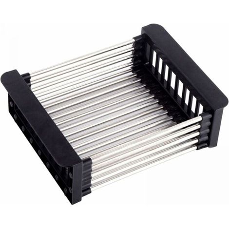(Noir, L) Panier de vidange, égouttoir pour évier, Égouttoir télescopique en Acier Inoxydable avec 1 vis, utilisé pour Laver la Vaisselle dans lévier de la Cuisine, égoutter Les Fruits et légumes (1/5)
