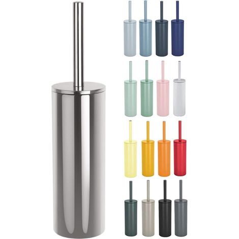 Brosse WC à Poser Porte-Balai Toilette Pot à Balai en Acier Inoxydable avec récipient hygiénique Argent Brillant (1/5)