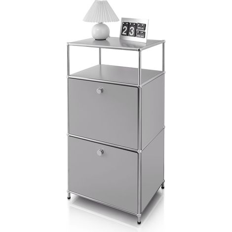 Metallregal Concept Epure MK-120 Aufbewahrungsregal mit verschließbaren Fächern, offenem Fach & Ablage Grau