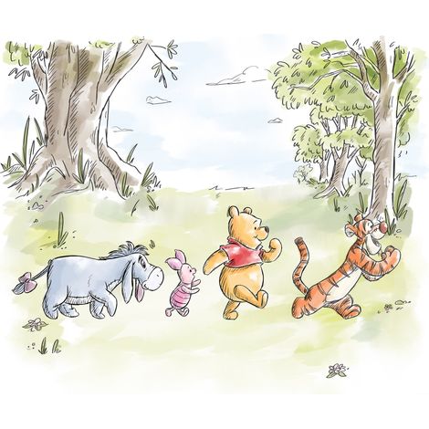Komar Wandtapete - Disney Winnie the Pooh Walk Together - 250 x 300 cm - Vlies - für Kinderzimmer (1/3)