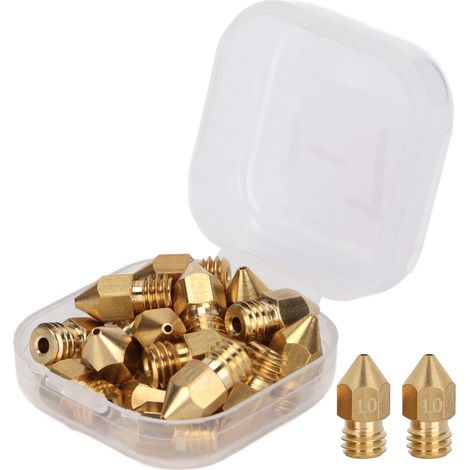 Set mit 20 polierten M6-1,75-mm-Gewindedüsen (MK8) für 3D-Drucker mit Aufbewahrungsbox – 1,0 mm Durchmesser