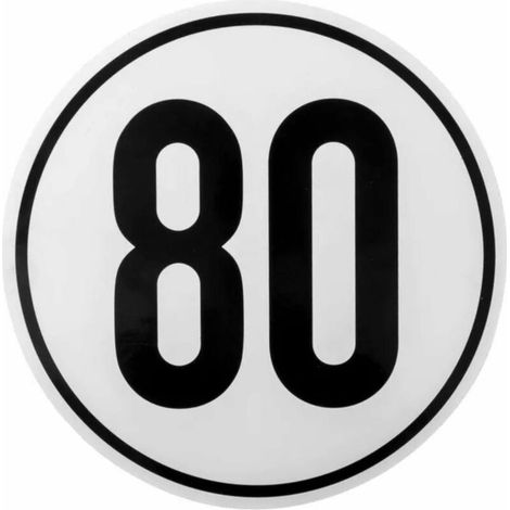 Autocollant limitation de vitesse 80 km/h diamètre 200mm plastique noir blanc tracteur remorque caravane
