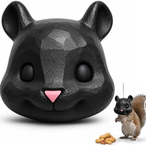 New Squirrel Head Feeder, Fun Outdoor Garden Animal Hanging Feeder - B -