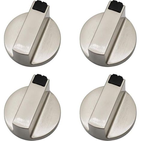 Lot de 4 boutons de commande en métal - alliage de zinc résistant aux rayures - diamètre d'arbre 6 mm - pour cuisinières à gaz et fours (1/5)