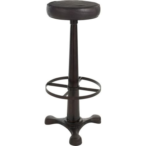 Tabouret Design Cuir & Métal "Molda" 79cm Noir (1/3)
