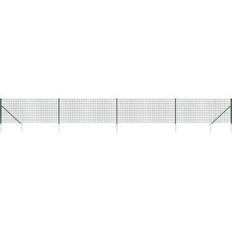 Maison Exclusive - Maschendrahtzaun mit Bodenhülsen Grün 1,1x10 m