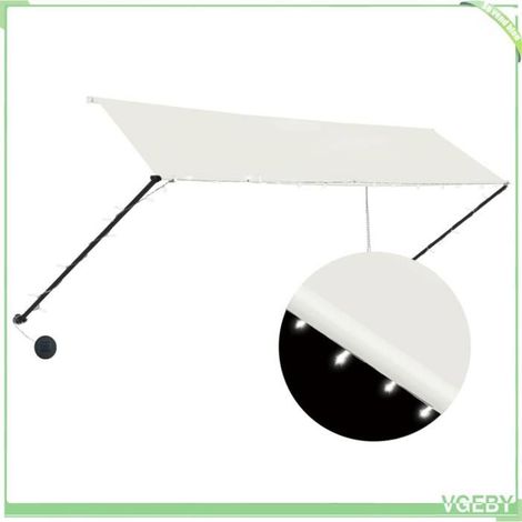 Auvent rétractable - FAFEICY - 145926 - 350x150 cm - Crème - LED solaire (1/5)