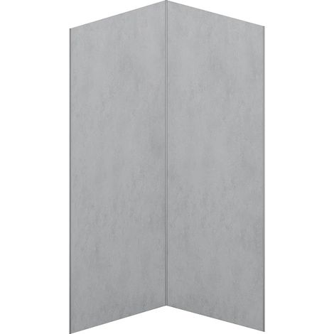 Pannello per parete da doccia effetto cemento cerato alluminio con profili 2xL90xH210cm - Lotto di 2 - ARFINO (1/3)