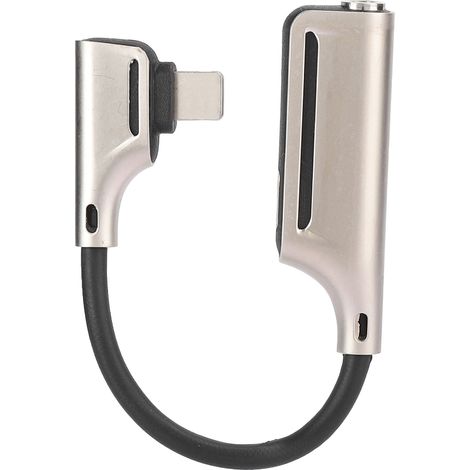 Adaptateur chargeur écouteurs 2 en 1 aluminium alliage fiche mâle 3,5mm pour trou casque IOS Argent plug and play (1/5)