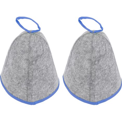 Lot de 2 bonnets de sauna absorbants et isolants, portables, confortables et légers, unisexes, gris et bleus. (1/5)