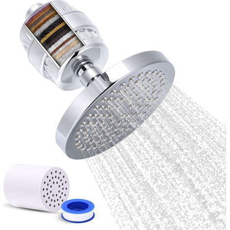 Pommeau de douche et filtre de douche à 15 étapes, adoucisseur filtré haute pression pour eau dure, élimine le fluorure de chlore et les substances nocives (1/5)