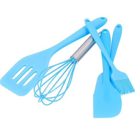 5-teiliges Silikonspatel-Set, DIY-Küchenutensil, Backwerkzeug, Kuchendekoration für die Heimbäckerei, Blau (1/5)