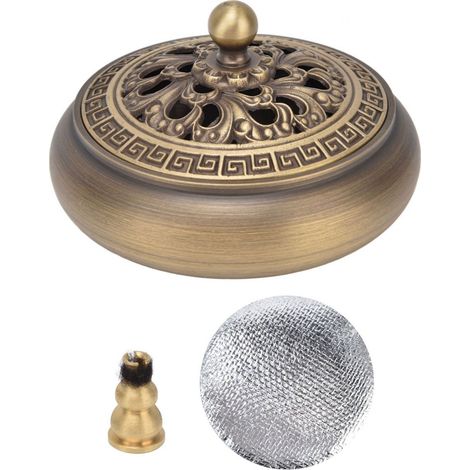 Antiker Räuchergefäß aus Messing mit Deckel, feuerfest, mit Baumwollfutter, für Wohndekoration und als handgefertigtes Geschenk (1/5)