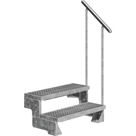 Dolle Außentreppe Gardentop 36-44cm Geschosshöhe mit Gitterrost 80cm breit mit Geländer
