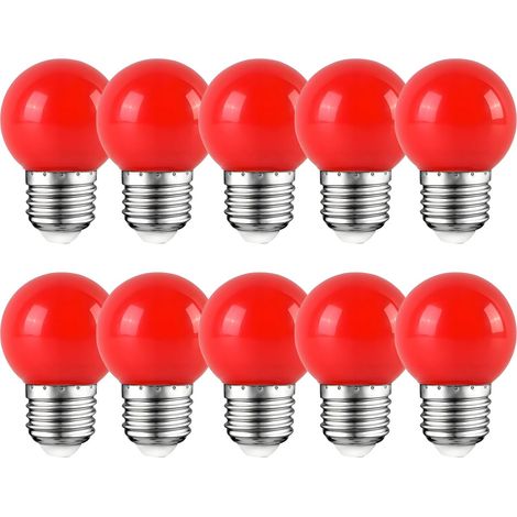 E27-Glühbirnenfassung, 2 W, Edison-LED-Glühbirne, rote Glühbirne für Golf, Terrasse für Partys, Weihnachten, 10er-Pack [Energieklasse E]