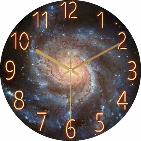 royaluxe - Horloge murale silencieuse, horloge murale de 12 pouces sans bruits de tic-tac, galaxie étoiles espace extra-atmosphérique ciel étoilé horloge murale décor à la maison pour salon chambre d' (1/2)