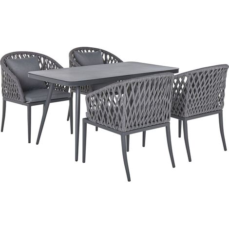 Gartenmöbel Set 4-Sitzer LIPARI inkl. Kissen Metall Grau