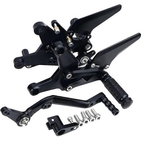 Pedales elevados de competición, pedales modificados, componentes ajustables para motocicleta Zhang Xue ZX500RR, color negro. (1/5)