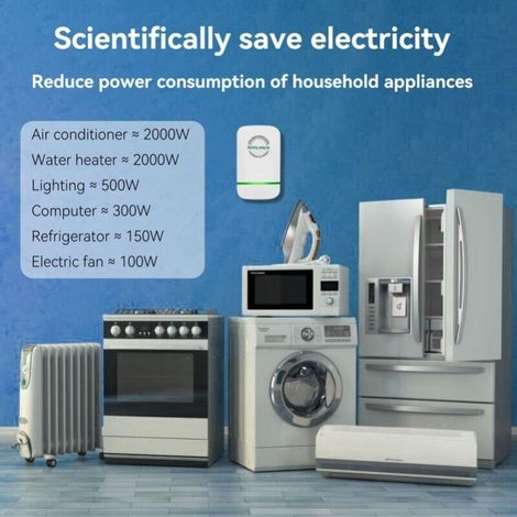 90V-250V Energiesparer – Überspannungsschutz – Reduziert den Verbrauch um bis zu 35% – Für Klimaanlagen und Kühlschränke