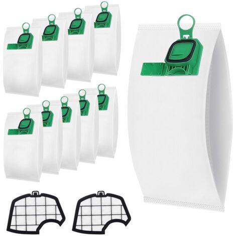 Kit Sac Aspirateur Compatible pour Vorwerk VK140 VK150 avec Filtre Remplacement, 10 Sacs Aspirateur Microfibre à 2 Filtres Moteur, (1/4)