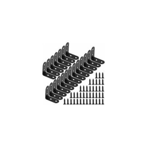 20 schwarze, L-förmige rechtwinklige Metallwinkel mit Schrauben zur Befestigung von Holzmöbelschränken, 40 x 40 x 17 mm – Wandregal. – Crezuo