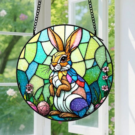 Suspension en vitrail - Attrape-soleil minimaliste unique, décoration intérieure colorée, cadeau Anniversaire pour femme, homme, professeur 9cm (1/5)