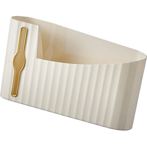 Distributeur mural de sacs poubelle en plastique couleur crème, idéal pour la cuisine et la salle de bain.