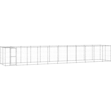Chenil extérieur cage enclos parc animaux chien extérieur acier galvanisé avec toit 26,62 m²