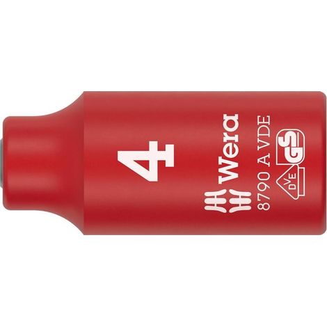 WERA Steckschlüsseleinsatz 8790 A VDE 1/4 ″Schlüsselweite 4 mm Länge 41 mm (1/4)