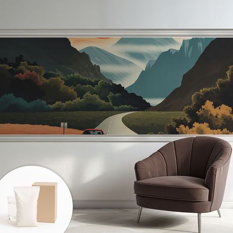 Papier peint intissé décoratif avec colle pour salon chambre et bureau Installation rapide Aventure en montagne 250x104 cm (1/5)