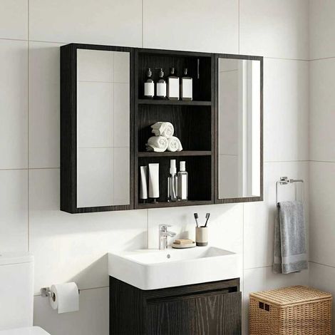 Badezimmer-Wandschrank Schwarze Eiche 40 x 10 x 60,5 cm vidaXL