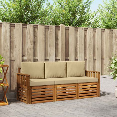 Sofagarnituren 3 pcs Natur und Beige Massivholz Akazie