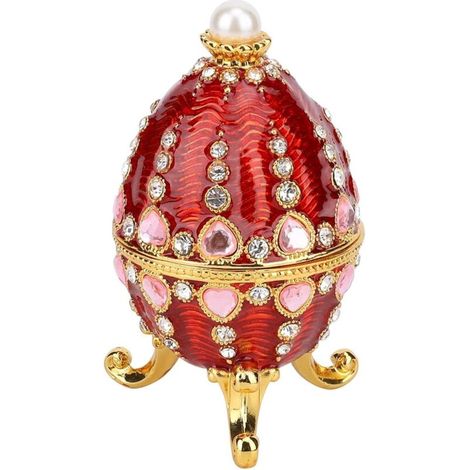Portagioie smaltato, uovo dipinto a mano, portagioie decorativo a forma di castello di cristallo, ornamenti, regalo per l'arredamento della casa (1/4)