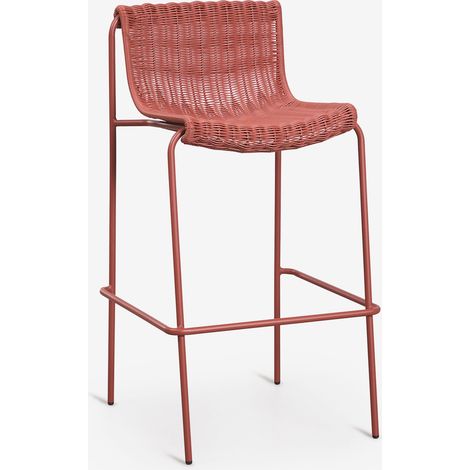 Pack de 2 tabourets hauts en rotin synthétique et fer Revia SKLUM Terracota ↑75 cm