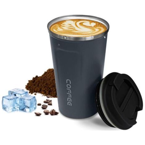 BUNTHAUS (Bleu, 510 ml) Tasses à café de voyage étanches et réutilisables avec couvercles, gobelets isothermes en acier inoxydable, tasses à isolation thermique pour boissons chaudes et froides pour h (1/5)