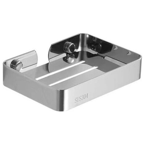 BUNTHAUS PA Selbstklebende/ohne Bohren Seifenschale, Edelstahl-Seifenkorb roset nie, Badezimmer-Duschkorb, Küchenschwammhalter (curzes Silber) (1/4)