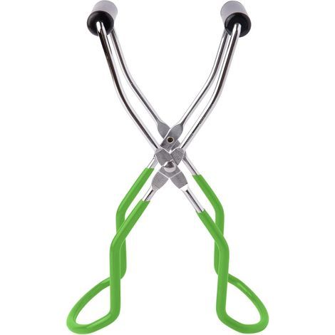 Pan tongs - Kitchen - Safety grip - Table tongs - Stainless steel - With handle - Green
