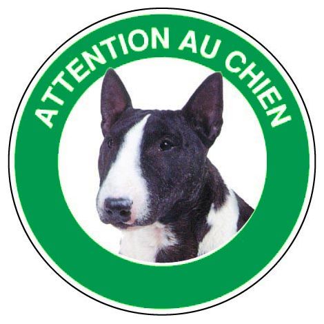 Panneau Attention au chien Bull-terrier - Rigide Ø180mm - 4040509