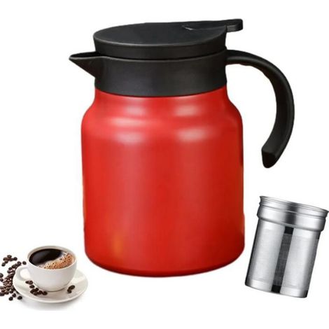 Théière Caf - 1000 ml - Double Paroi Amovible - Avec Passoire Intégrée - Rouge (1/4)
