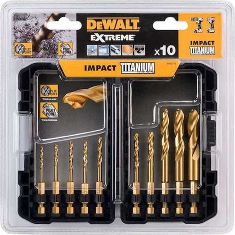 DeWalt DT50050-QZ Estuche 10 Brocas Titanio Plateado (1/3)