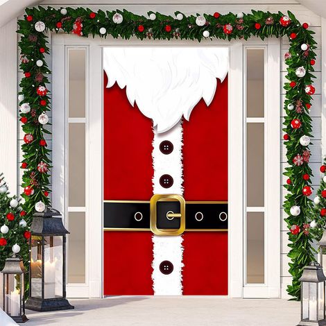 Nouvelle décoration adhésive de porte pour Noël, toile de fond festive, tapisserie murale pour porte de chambre, largeur de porte - SDMT-030 - 110 x 180 cm