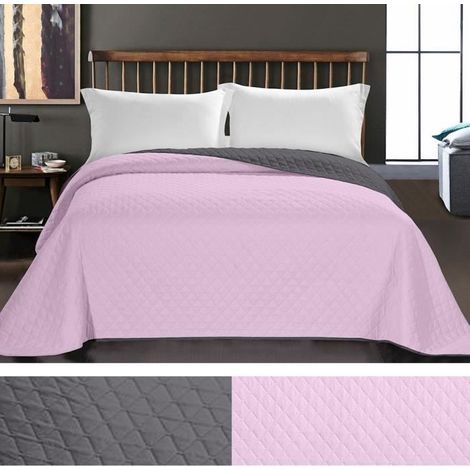 Filiyano-Couvre-lit - MYNE - Axel - Réversible - Microfibre - 170 x 270 cm - Rose/Rose anthracite - Carbonate (1/4)