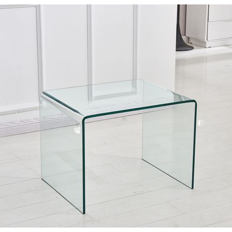 Mesa auxiliar de vidrio templado transparente 50 x 40 x 45 cm (1/5)