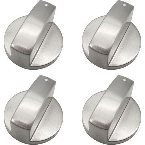4 pièces Remplacement bouton commutation cuisinière métal argenté 6mm bouton commande universel cuisinière gaz cuisine bouton plaque cuisson à gaz 6 mm bouton four