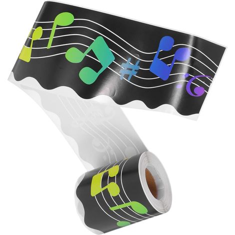 Autocollant Décoratif Musical pour Tableau d'Affichage 75 CM X 21 M – Bordure Adhésive Amovible en Papier Résistant aux Taches – Décoration pour Salle de Classe Restaurant et (1/5)