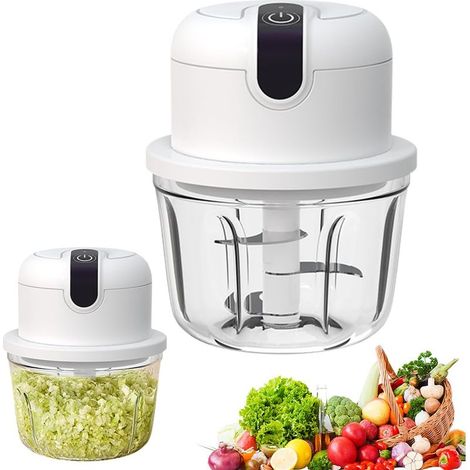 Mini hachoir à oignon électrique, 350 ml, chargement USB, petit hachoir sans fil pour oignons, fruits, noix, viande, ail (1/5)