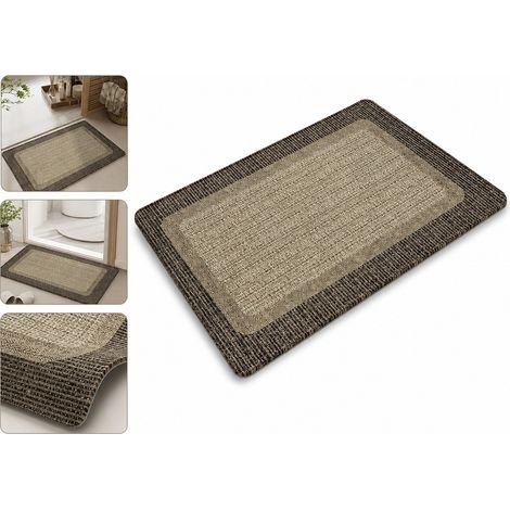 Tapis de bain en lin tissé finition forêt noire élégante, dimensions 50 x 80 cm, dos antidérapant sécurisé, absorption rapide, lavable en machine à 30 degrés pour salle de bain moderne (1/5)