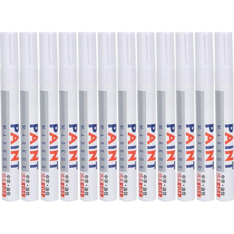 12Pcs White Paint Pen Acrylic Marker Permanent Marking Opaque Ink Painting Tools (1/5)